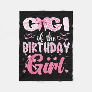 Cute Gigi Birthday Pink Coquette Bow Fleece Blanket