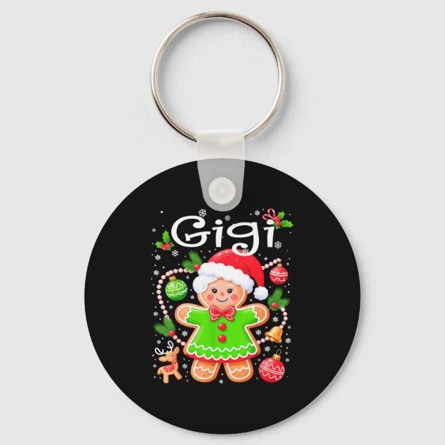 Cute Gigi Gingerbread Family Matching Christmas Co Key Ring (Front)