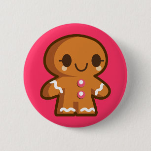 Cute Gingberbread Man 6 Cm Round Badge