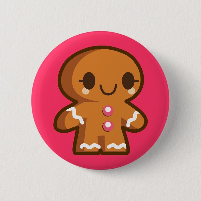 Cute Gingberbread Man 6 Cm Round Badge (Front)