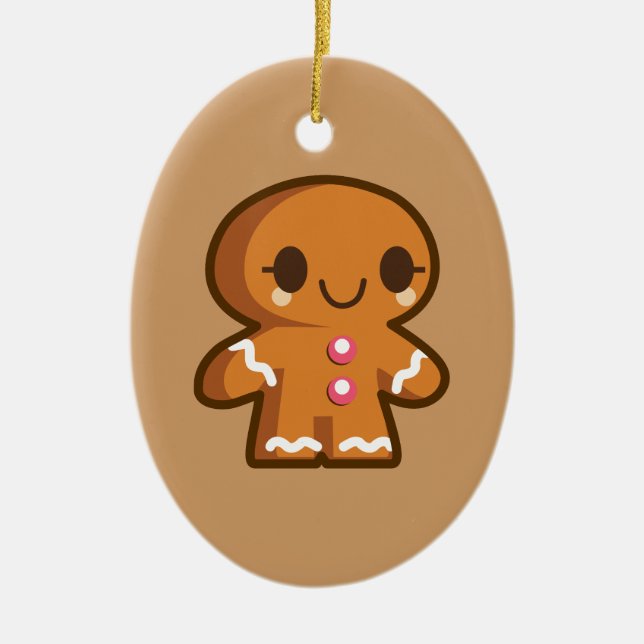 Cute Gingberbread Man Ceramic Tree Decoration (Front)