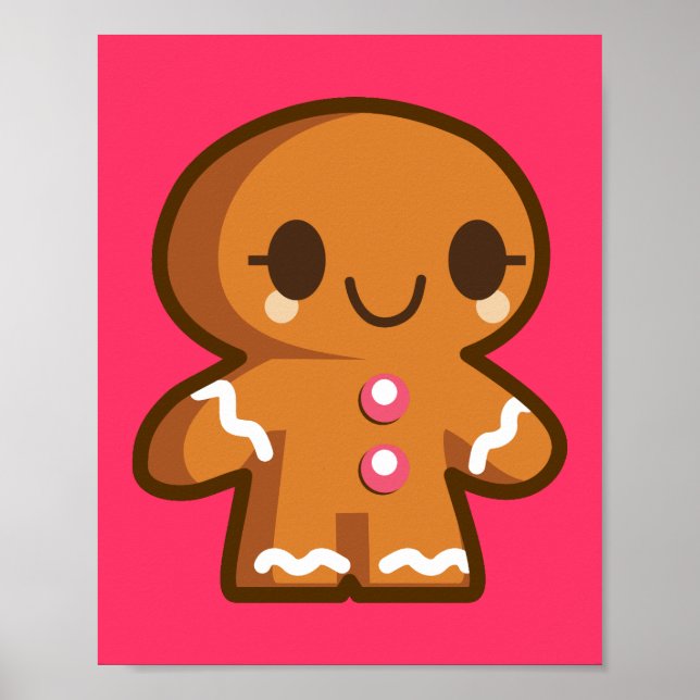 Cute Gingberbread Man Poster (Front)
