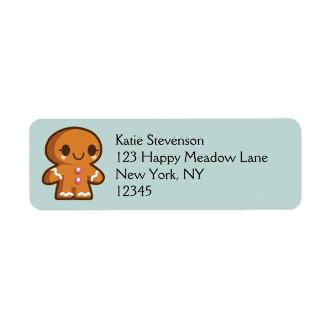 Cute Gingberbread Man Return Address Label (Front)
