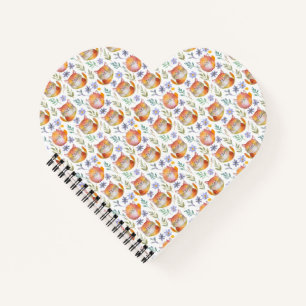 Cute Ginger Cat and Flowers Spiral Notebook