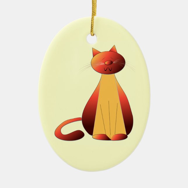 Cute Ginger Cat Art Ornament (Front)