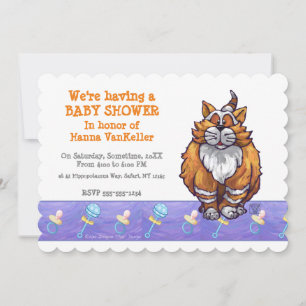 Cute Ginger Cat Baby Shower Invitation