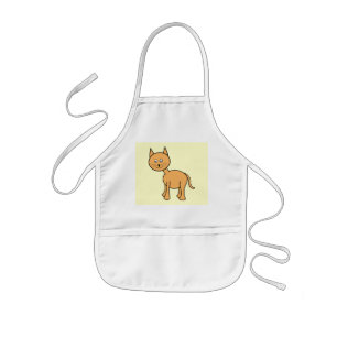 Cute Ginger Cat Cartoon. Cream Background. Kids Apron