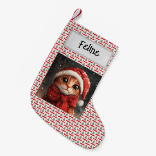Cute Ginger Cat, Christmas, Customised With Name, Small Christmas Stocking