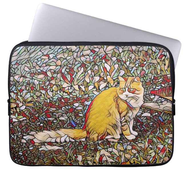 Cute ginger cat for a walk   laptop sleeve (Front)