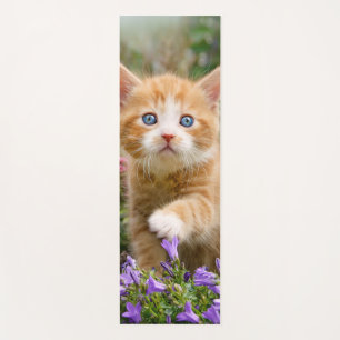 Cute Ginger Cat Kitten in a Garden Photo Portrait Yoga Mat