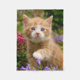 Cute Ginger Cat Kitten in a Garden Photo - soft Fleece Blanket