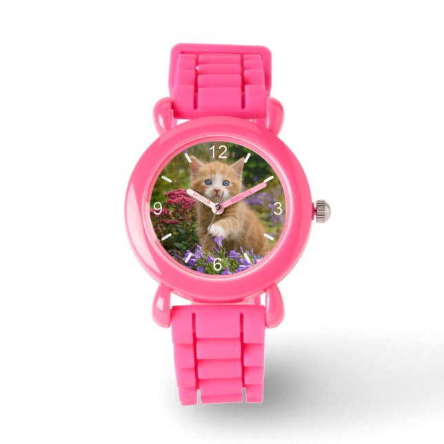 Cute Ginger Cat Kitten in Garden  girls dial-plate Watch (Front)