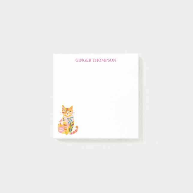 Cute ginger cat pastel fall colors post-it notes (Front)