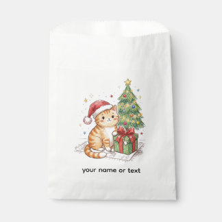 Cute Ginger Cat Santa Hat Christmas Ornament | Cat Favour Bag