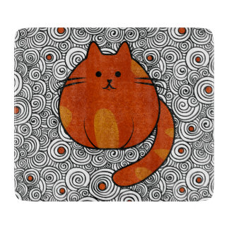 Cute Ginger Cat - Stained glass and swirls Cutting Board