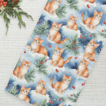 Cute Ginger Cats In Snow Pretty Festive Chiffon Scarf<br><div class="desc">This pretty scarf is an ideal choice for cat lovers at Christmas time. The lightweight chiffon scarf is patterned with cute ginger cats in the winter snow,  in a watercolor style. A fun feline themed accessory for the festive season.</div>