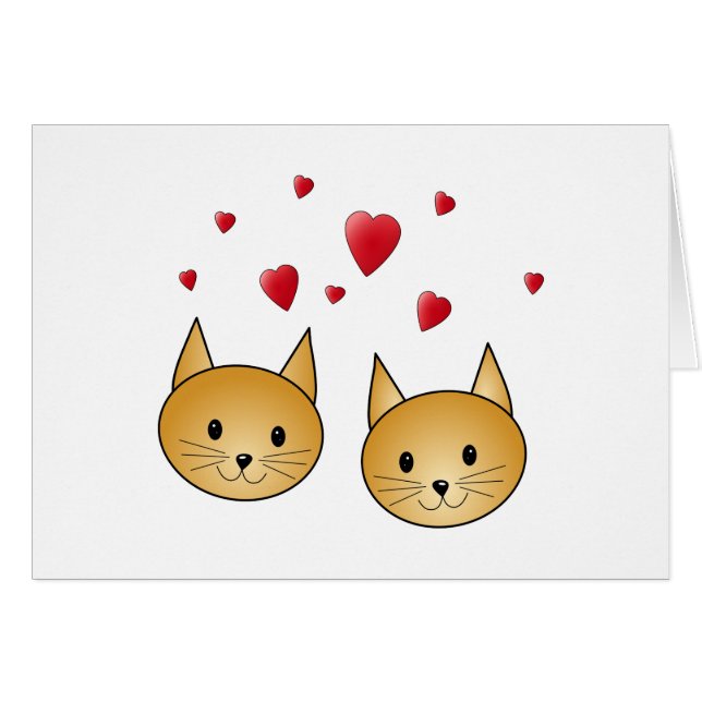Cute Ginger cats. With Red Love Hearts. (Front Horizontal)