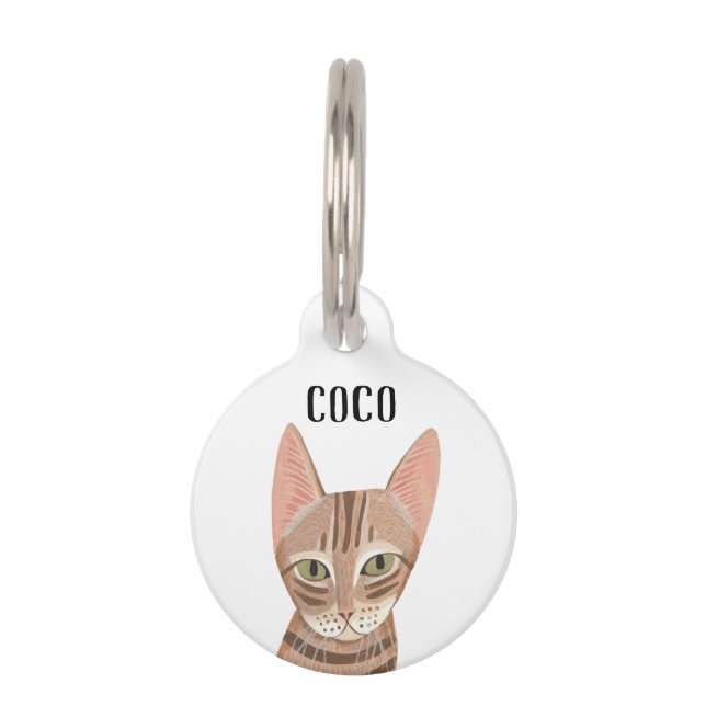 Cute Ginger Illustrated Cat ID tag (Front)