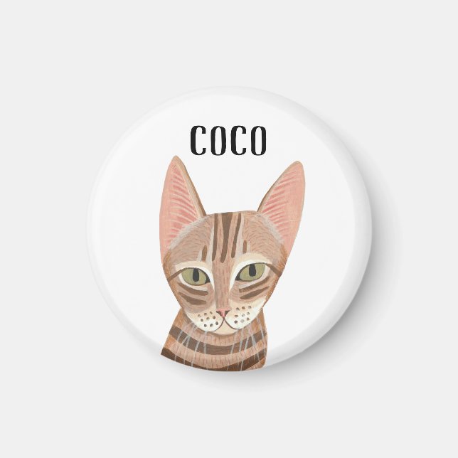 Cute ginger illustrated modern cat magnet (Front)