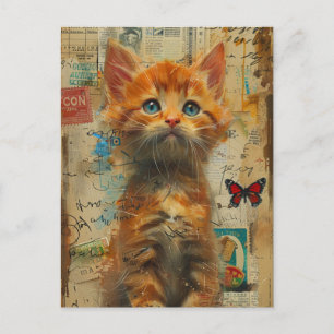 Cute Ginger Kitten Collage Postcard