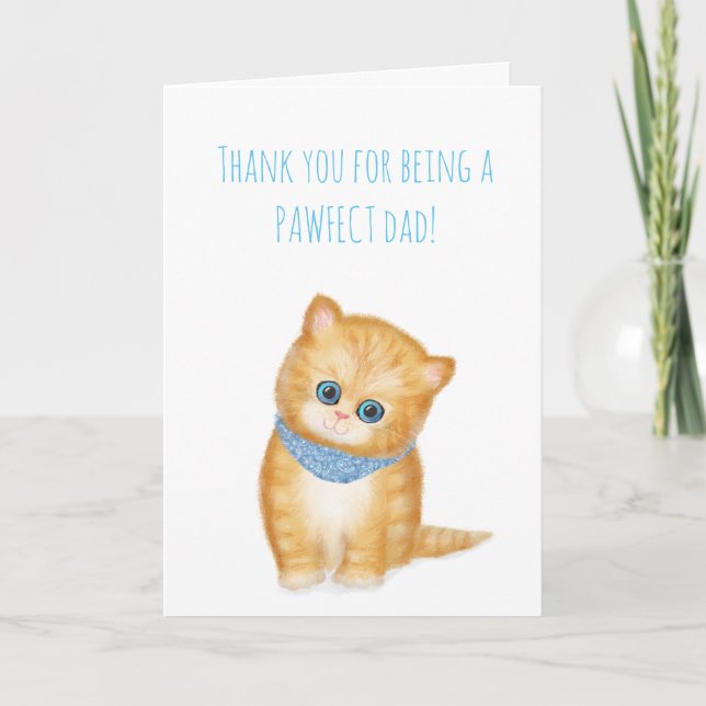 Cute ginger kitten Father's Day card from the cat (Front)