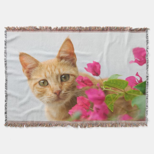 Cute Ginger Kitten Watching You Throw Blanket (Front)