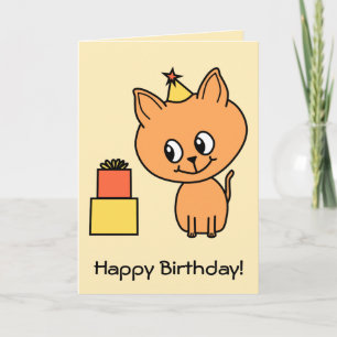Cute Ginger Kitten Wearing a Birthday Hat. Card
