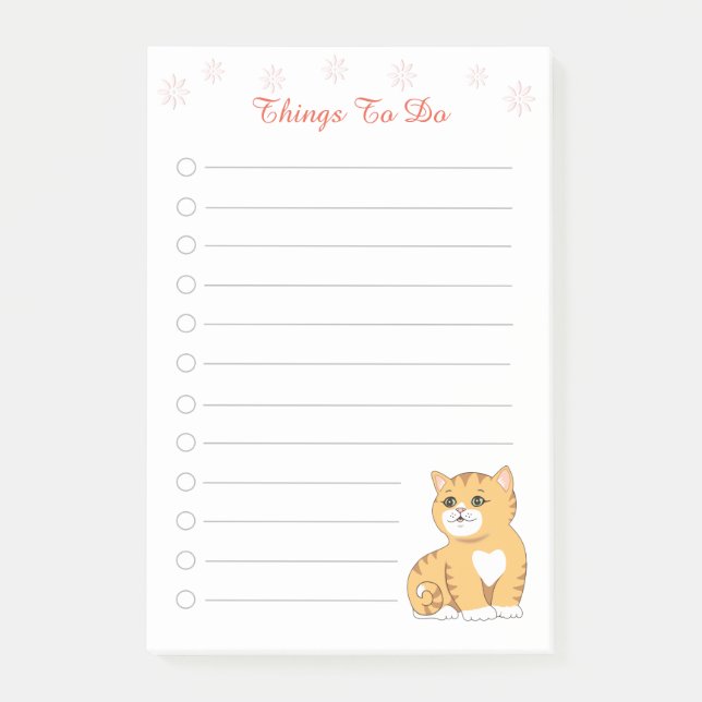 Cute Ginger Kitty Cat Things To Do Post-it Notes (Front)
