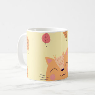 Cute Ginger Orange Cat Playing in Autumn Leaves Coffee Mug