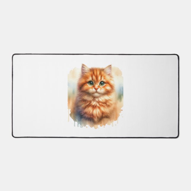 Cute Ginger Tabby Cat  Classic T-Shirt Desk Mat (Front)