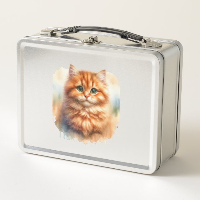 Cute Ginger Tabby Cat  Classic T-Shirt Metal Lunch Box (Front)