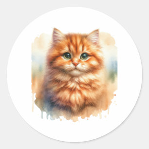 Cute Ginger Tabby Cat Classic T-Shirt Round Sticker