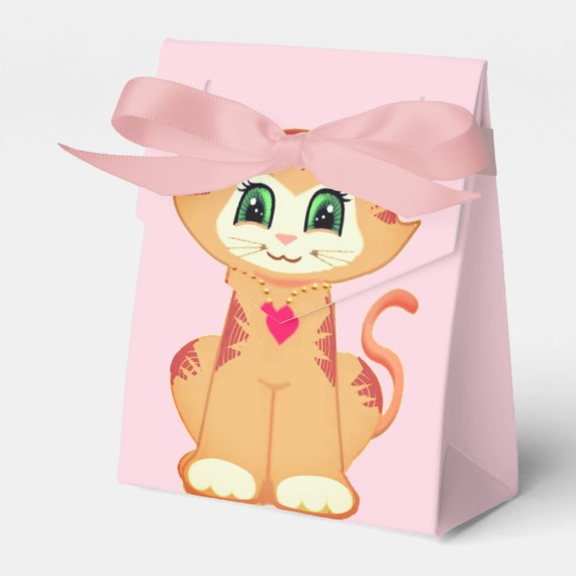Cute Ginger Tabby Kitty Cat Thank You Favour Box (Front Side)