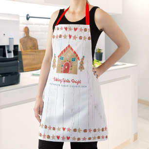 Cute Gingerbread Baking Rustic Holiday Typography Apron