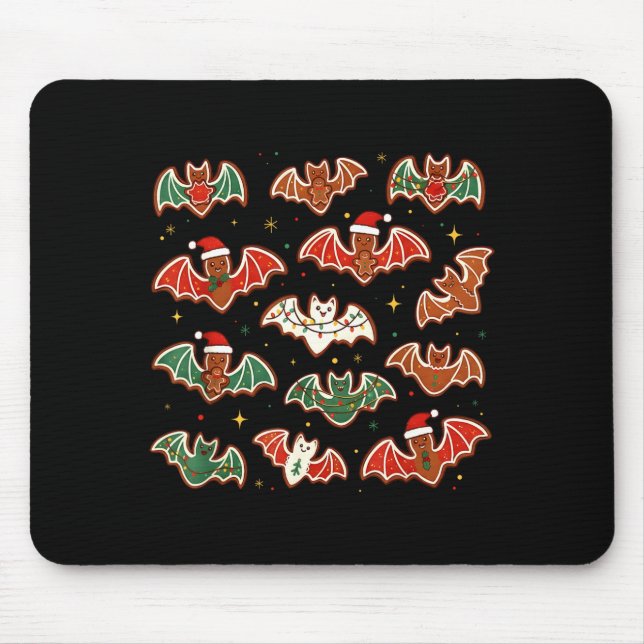 Cute Gingerbread Bats Soky Christmas Cookie Merry  Mouse Pad (Front)