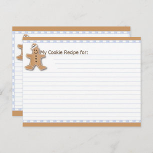 Cute Gingerbread Blank Recipe Card