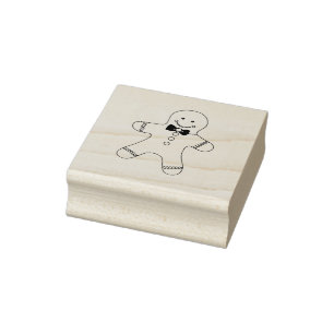 Cute Gingerbread Boy with a Bow Tie Art Stamp