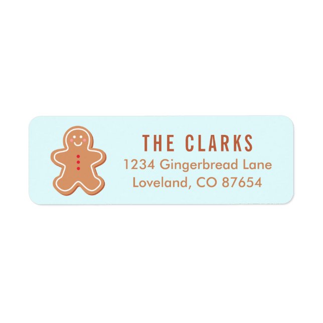 Cute Gingerbread Christmas Card Return Address Label (Front)