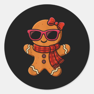 Cute Gingerbread Christmas For Women Girls Xmas  Classic Round Sticker