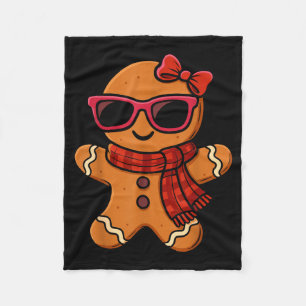 Cute Gingerbread Christmas For Women Girls Xmas  Fleece Blanket