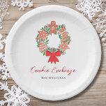 Cute Gingerbread Christmas Holiday Cookie Exchange Paper Plate<br><div class="desc">Are you planning a Cookie Exchange? These cute paper plates feature a watercolor festive cookie wreath and modern script typography. Easily customisable. There are matching invitations and party supplies in this collection. Original Watercolor © Michele Davies.</div>