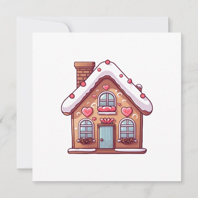 Cute Gingerbread Christmas Holiday House Card (Front)