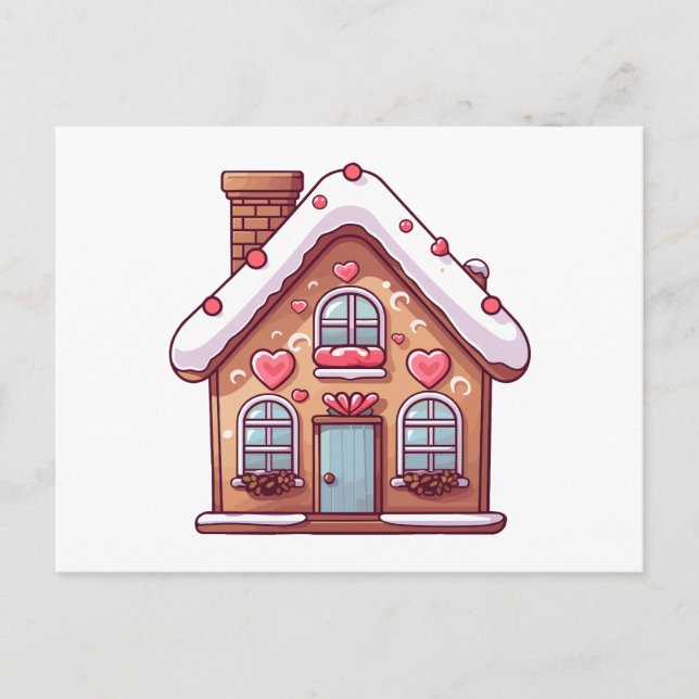 Cute Gingerbread Christmas Holiday House Postcard (Front)