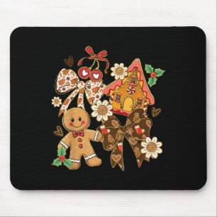 Cute Gingerbread Christmas Preppy Coquette Holiday Mouse Pad