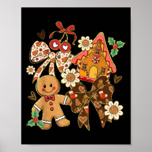 Cute Gingerbread Christmas Preppy Coquette Holiday Poster