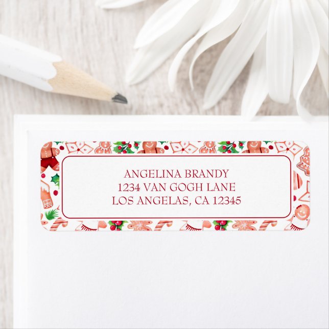 Cute Gingerbread Christmas Return Address Label (Insitu)