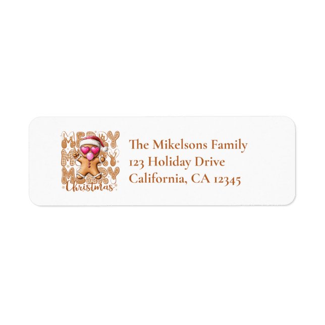 Cute Gingerbread  Christmas  Return Address Label (Front)