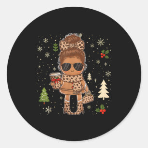 Cute Gingerbread Christmas Snow Xmas For Men Women Classic Round Sticker