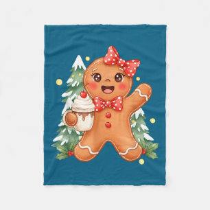 Cute Gingerbread Christmas Snow Xmas For Men Women Fleece Blanket