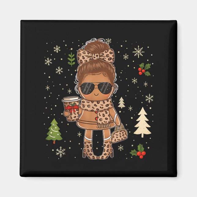 Cute Gingerbread Christmas Snow Xmas For Men Women Magnet (Front)